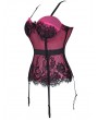 Red/Purple/Beige Sexy Lace Mesh Overbust Burlesque Corset with Garters