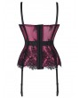 Red/Purple/Beige Sexy Lace Mesh Overbust Burlesque Corset with Garters