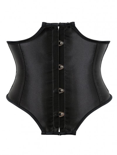 Black Satin Curvy Cut Gothic Underbust Waist Training Corset