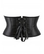 Black Satin Curvy Cut Gothic Underbust Waist Training Corset