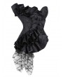 Fashion Black Satin and Lace Ruffle Overbust Gothic Corset