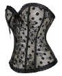 Black Sexy Sheer Lace Overlay Gothic Overbust Corset