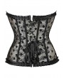 Black Sexy Sheer Lace Overlay Gothic Overbust Corset