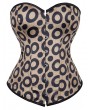 Coffee Gothic Circular Ring Printed Fashion Overbust Corset