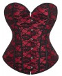 Dark Red Floral Lace Overbust Gothic Waist Training Corset