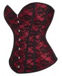 Dark Red Floral Lace Overbust Gothic Waist Training Corset