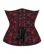 Dark Red Floral Lace Overbust Gothic Waist Training Corset