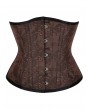 Dark Brown Floral Brocade Gothic Victorian Underbust Corset