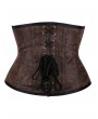 Dark Brown Floral Brocade Gothic Victorian Underbust Corset