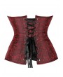 Red Brocade Victorian Gothic Overbust Waist Training Corset