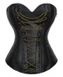 Black Gothic Golden Chained PU Leather Overbust Corset