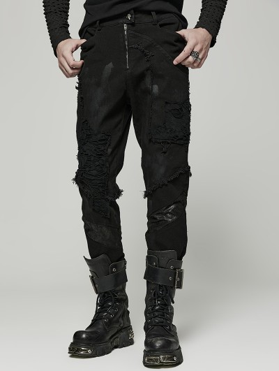 Punk Rave Black Gothic Punk Broken Hole Daily Wear Denim Trousers for Men