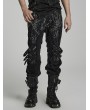 Punk Rave Black Gothic Punk Metal Chain Splicing Mesh Long Pants for Men