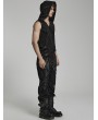 Punk Rave Black Gothic Punk Metal Chain Splicing Mesh Long Pants for Men