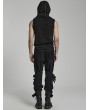 Punk Rave Black Gothic Punk Metal Chain Splicing Mesh Long Pants for Men