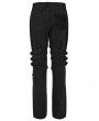 Punk Rave Black Gothic Punk Metal Chain Splicing Mesh Long Pants for Men