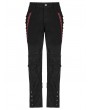 Punk Rave Black and Red Gothic Punk Spider Mesh Spliced Pants for Men