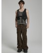 Punk Rave Coffee Gothic Doomsday Ripped Loose Fit Denim Pants for Men