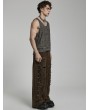 Punk Rave Coffee Gothic Doomsday Ripped Loose Fit Denim Pants for Men