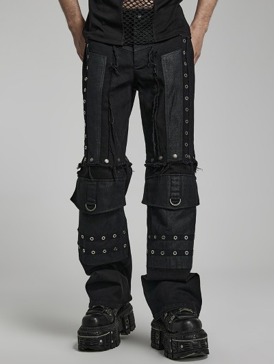 Punk Rave Black Gothic Punk Detachable Two-Wear Pants for Men