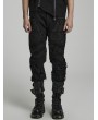 Punk Rave Black Gothic Distressed Streetwear Fitted Long Pants for Men