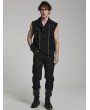 Punk Rave Black Gothic Distressed Streetwear Fitted Long Pants for Men