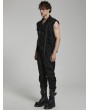 Punk Rave Black Gothic Distressed Streetwear Fitted Long Pants for Men