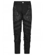 Punk Rave Black Gothic Distressed Streetwear Fitted Long Pants for Men