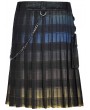 Punk Rave Yellow and Blue Plaid Gothic Punk Gradient Scottish Kilt for Men