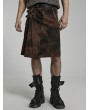 Punk Rave Black and Coffee Gothic Steampunk Print Skirt for Men