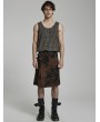 Punk Rave Black and Coffee Gothic Steampunk Print Skirt for Men