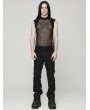 Punk Rave Black Gothic Punk Sexy Mesh Vest Top for Men