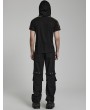 Punk Rave Black Gothic Punk Hollow Mesh Short Sleeve Hooded T-Shirt for Men