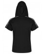 Punk Rave Black Gothic Punk Hollow Mesh Short Sleeve Hooded T-Shirt for Men