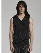 Punk Rave Black Gothic Punk Distressed Asymmetrical Hooded Vest Top for Men