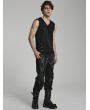 Punk Rave Black Gothic Punk Distressed Asymmetrical Hooded Vest Top for Men