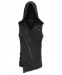 Punk Rave Black Gothic Punk Distressed Asymmetrical Hooded Vest Top for Men