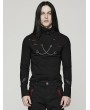 Punk Rave Black Gothic Punk Daily Stand Collar Knit Long Sleeve T-Shirt for Men