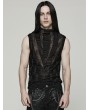 Punk Rave Black Gothic Spider Web Distressed Mesh Sleeveless T-Shirt for Men