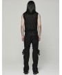Punk Rave Black Gothic Spider Web Distressed Mesh Sleeveless T-Shirt for Men