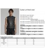Punk Rave Black and Gray Gothic Cyberpunk Printed Sleeveless T-Shirt for Men
