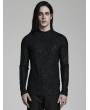 Punk Rave Black Gothic Daily Mock Turtleneck Printed Long Sleeve T-Shirt for Men