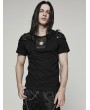 Punk Rave Black Gothic Punk Short Sleeve T-Shirt with Detachable Armor for Men