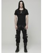 Punk Rave Black Gothic Punk Short Sleeve T-Shirt with Detachable Armor for Men