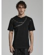 Punk Rave Black Gothic Punk Daily Asymmetric Drop Collar Short Sleeve T-Shirt for Men