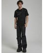 Punk Rave Black Gothic Punk Daily Asymmetric Drop Collar Short Sleeve T-Shirt for Men