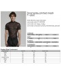 Punk Rave Black and Coffee Gothic Doomsday Printed Mesh Short Sleeve T-Shirt for Men