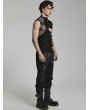 Punk Rave Black Gothic Punk Irregular Hollow Mesh Splicing Vest Top for Men