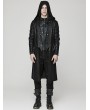 Punk Rave Black Gothic Punk Distressed Hooded Hollow Long Coat for Men