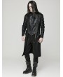 Punk Rave Black Gothic Punk Distressed Hooded Hollow Long Coat for Men